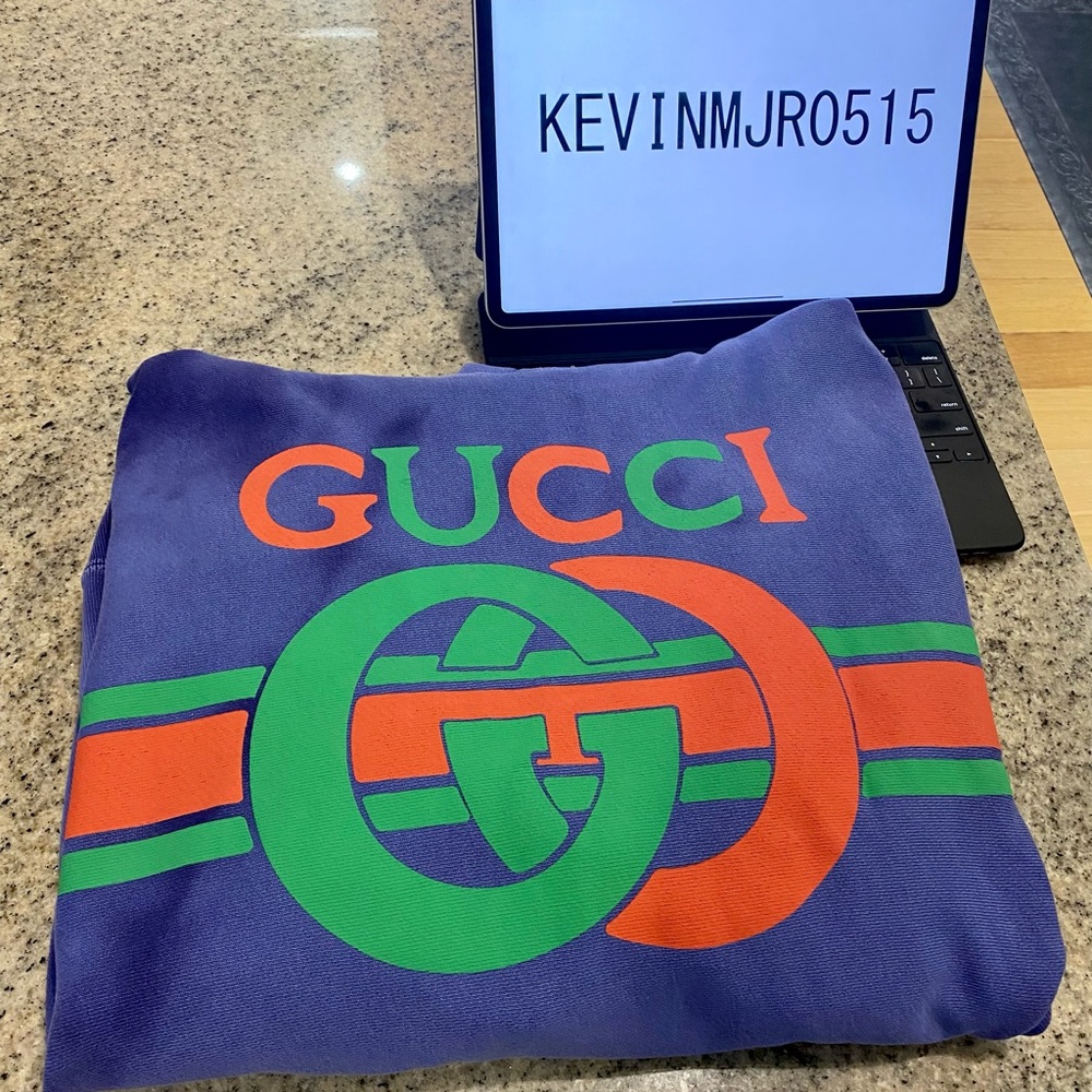 Gucci Blue Cotton Tie-Dye Hoodie NWT